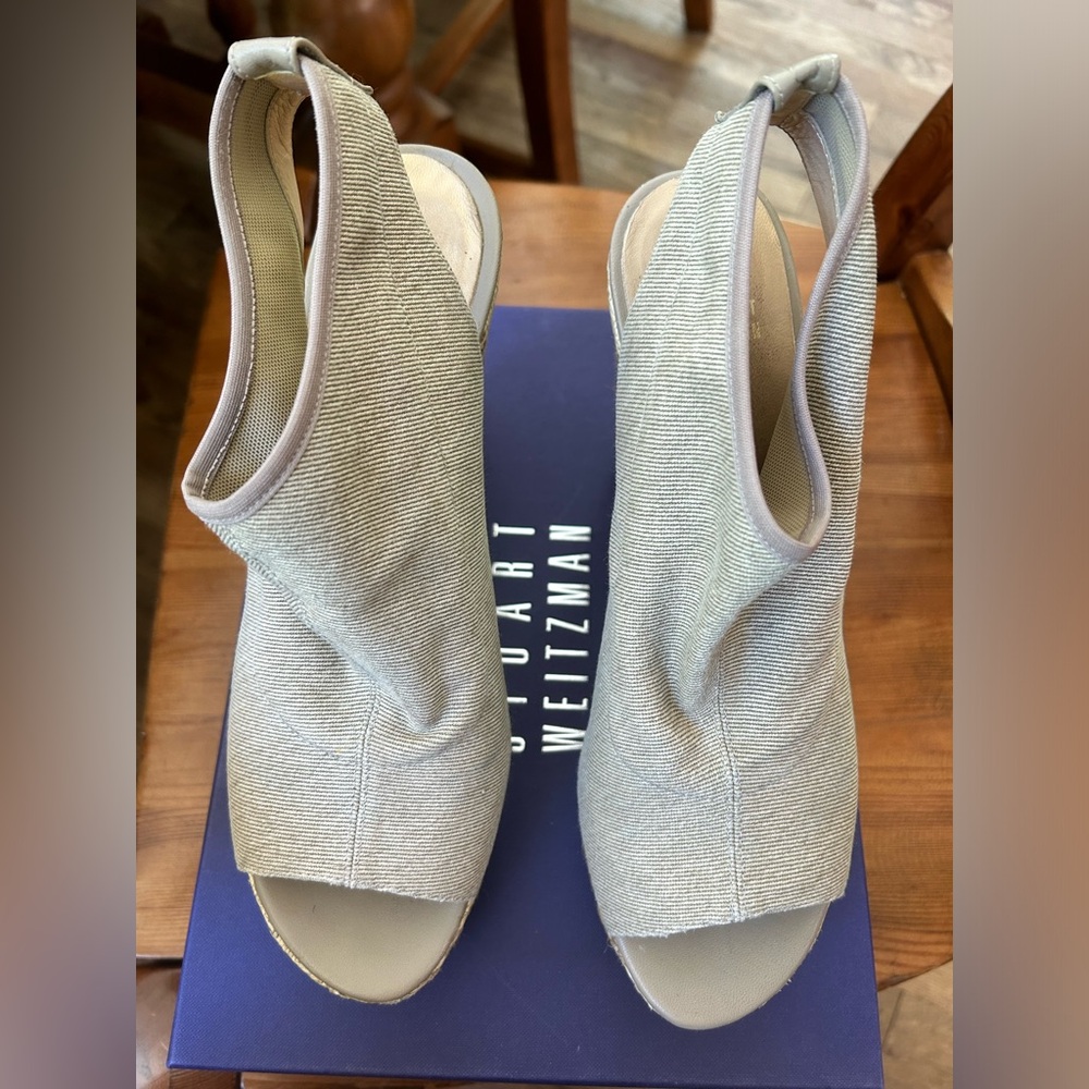 Stuart Weitzman Glover Open Toe Wedge Size 9.5 - image 1